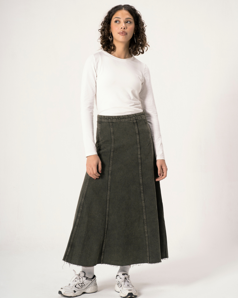 Denim Skirt in Green Acid