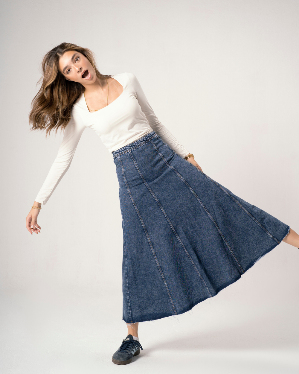 Denim Skirt in Dark Blue