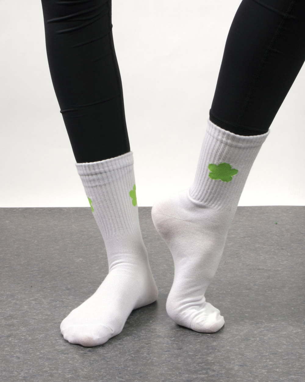 Green Blossom Crew Socks