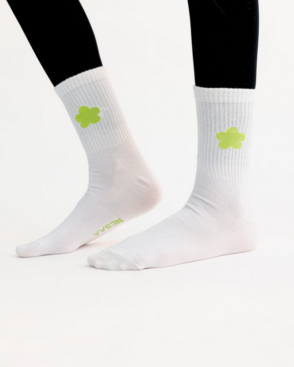 Green Blossom Crew Socks