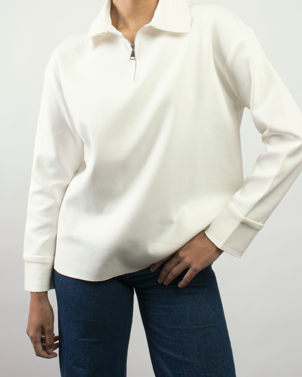 Zip it Sweatshirt in White