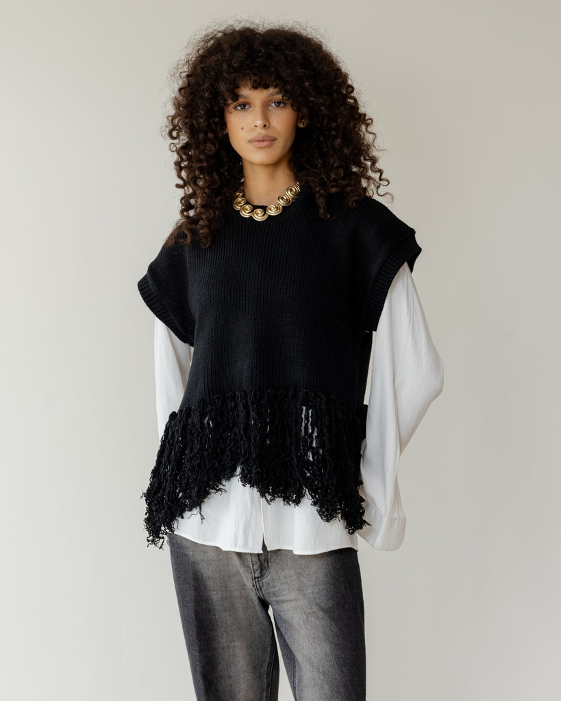 Fringed Vest in Black