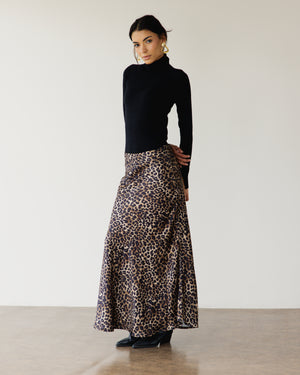 Satin Skirt in Leopard