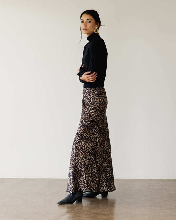 Satin Skirt in Leopard