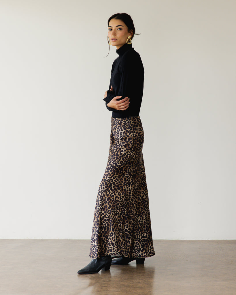 Satin Skirt in Leopard