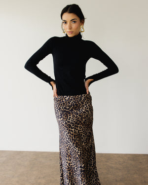 Satin Skirt in Leopard