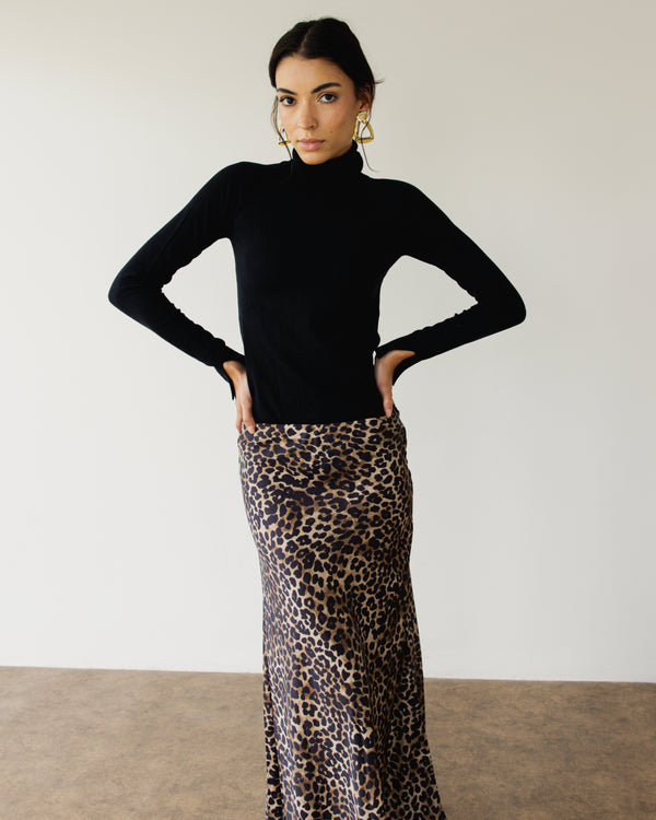 Satin Skirt in Leopard