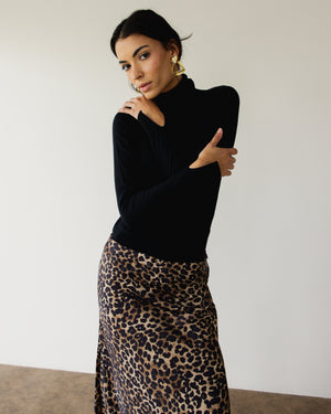 Satin Skirt in Leopard