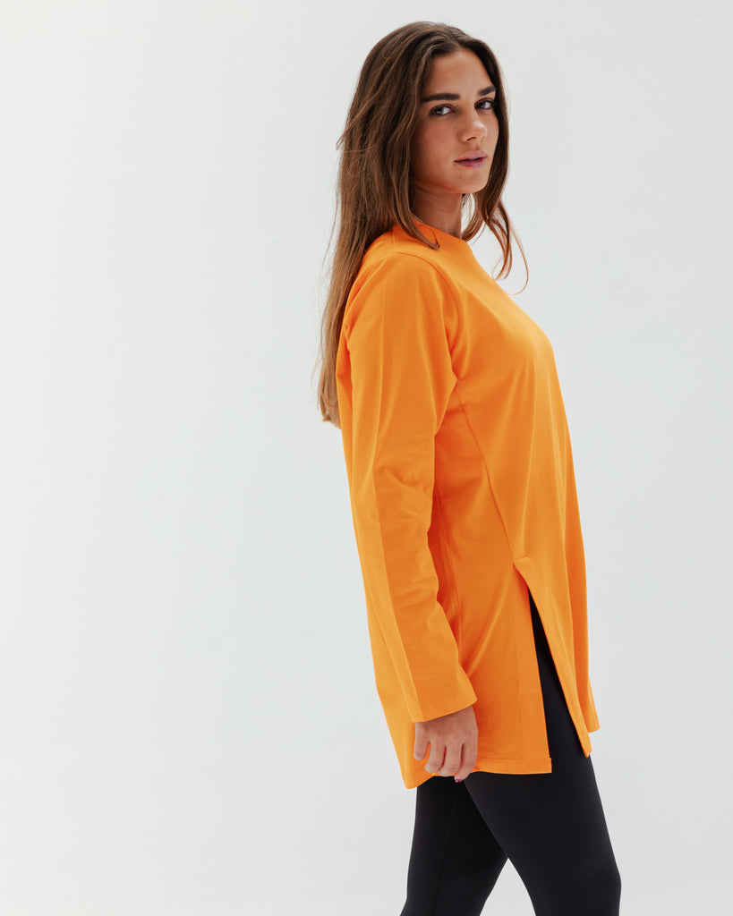 Easy To Do It Long Sleeve Tee in Orange