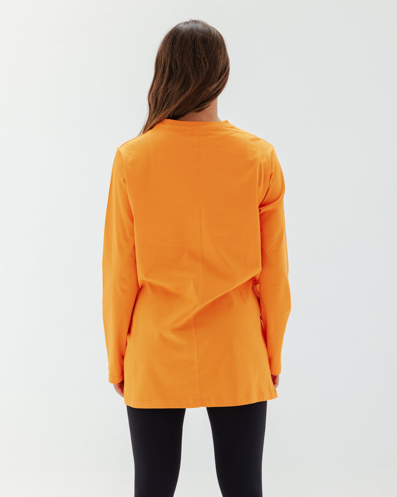 Easy To Do It Long Sleeve Tee in Orange