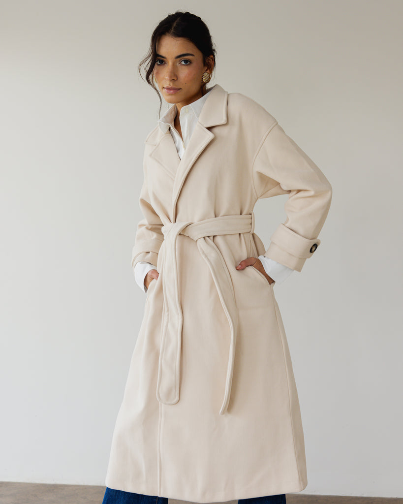 Midnight in Paris Coat in Light Beige