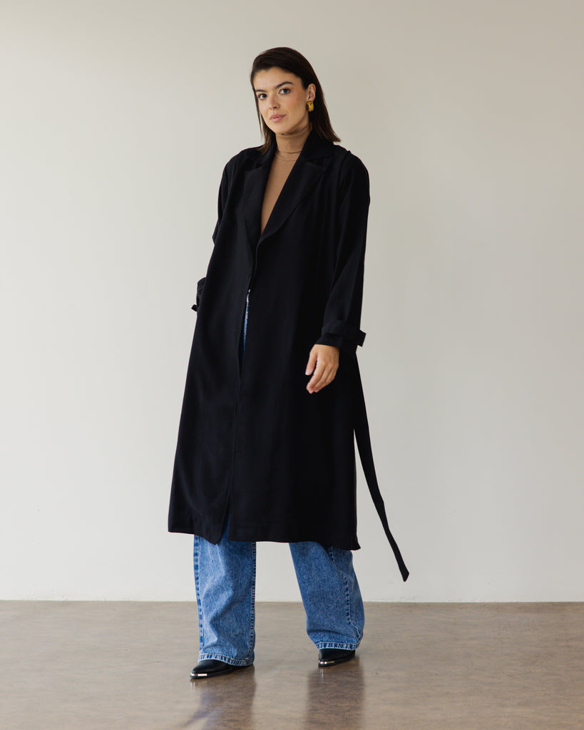 Light Trench Coat in Black