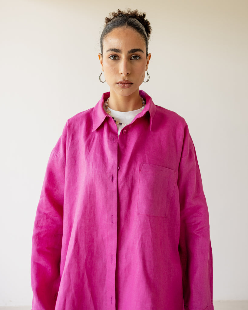 Livin’ In Linen Shirt in Magenta