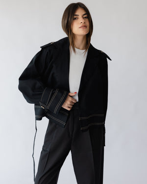 Hit The City Trench Jacket in Black