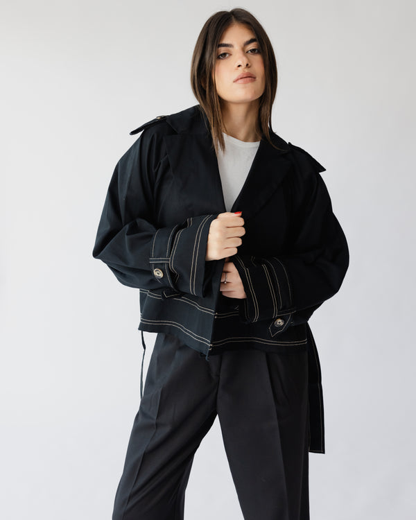 Hit The City Trench Jacket in Black