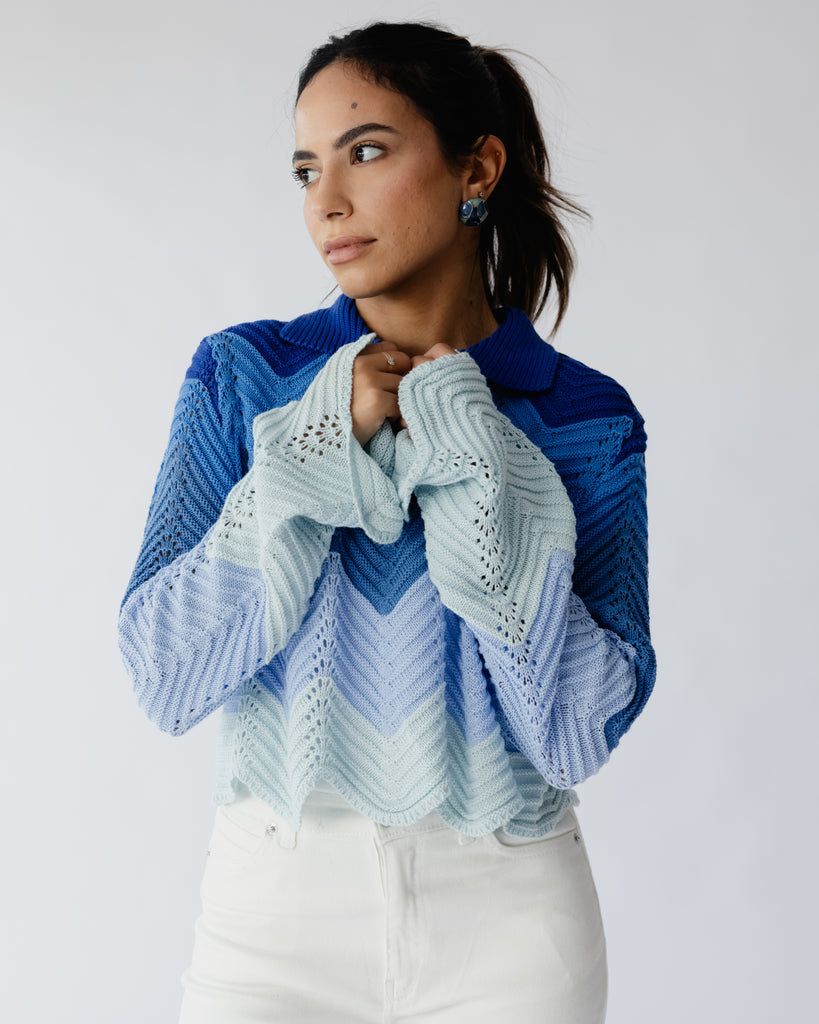 Pointelle Shirt in Blue