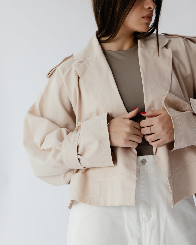 Hit The City Trench Jacket in Beige