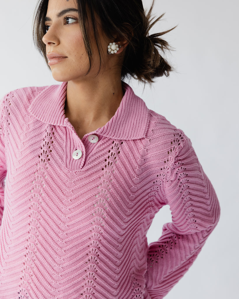 Pointelle Shirt in Pink