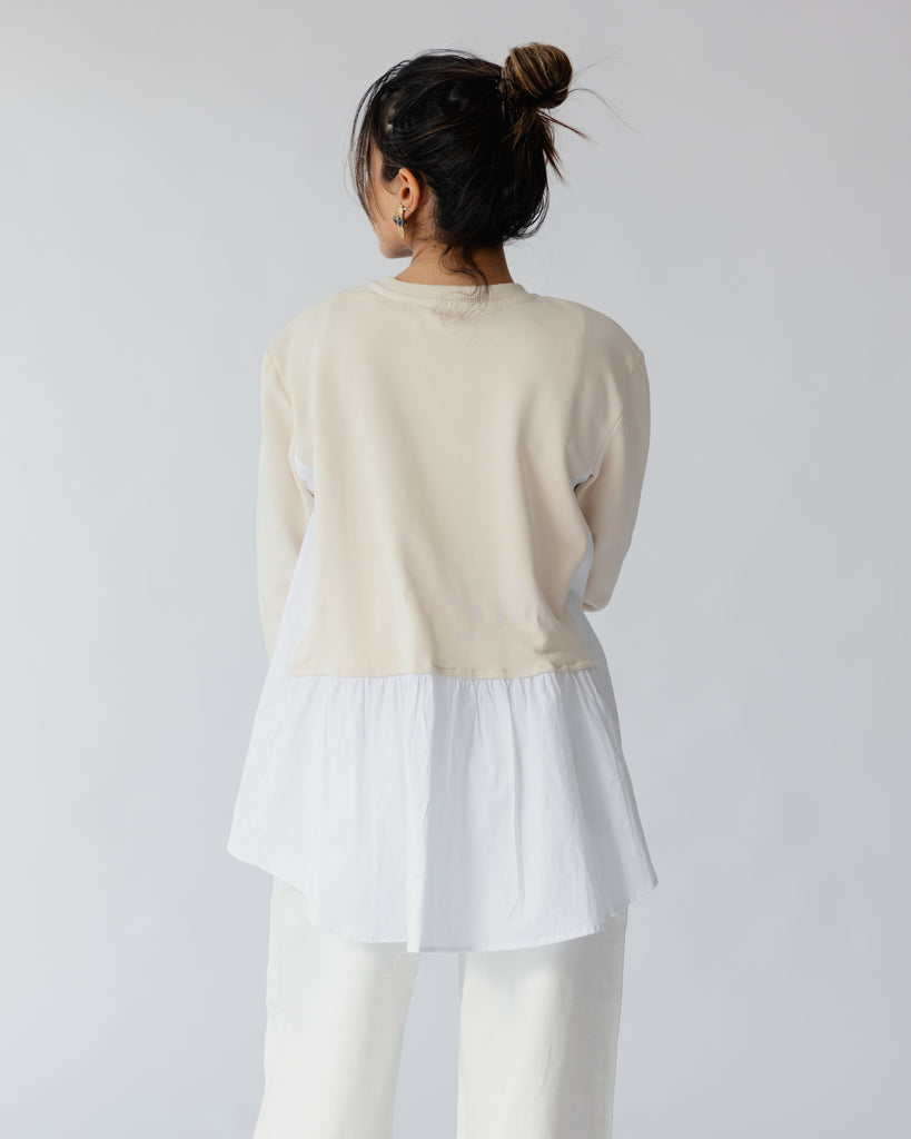 Back To Basic Top in Beige X White