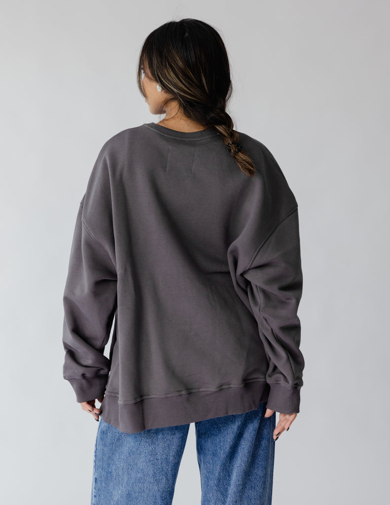 Snap Buttons Sweatshirt in Dark Grey