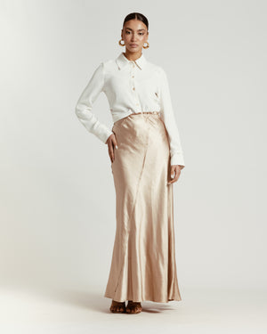 Lovestruck Satin Skirt in Gold