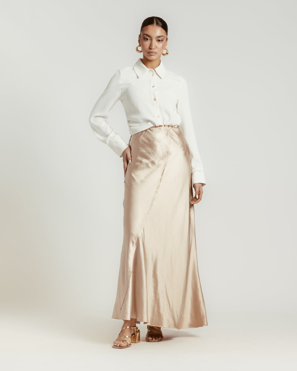 Lovestruck Satin Skirt in Gold