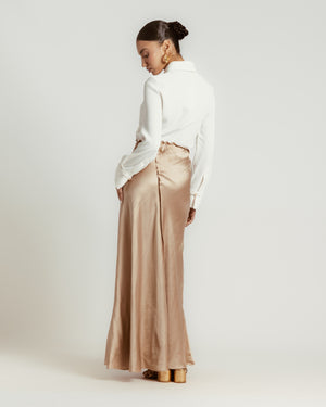 Lovestruck Satin Skirt in Gold