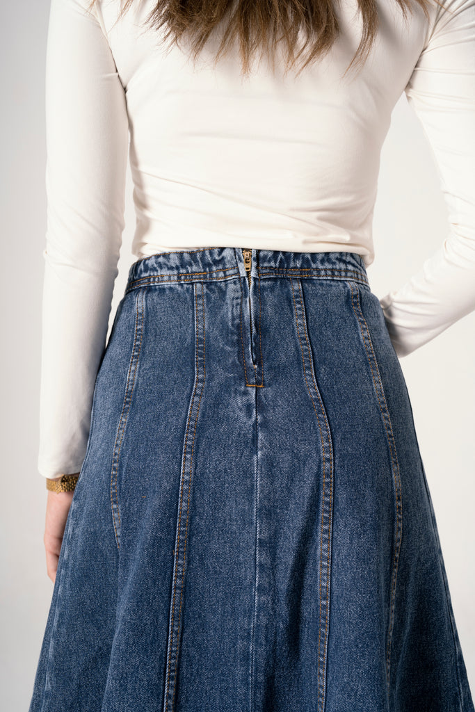 Denim Skirt in Dark Blue