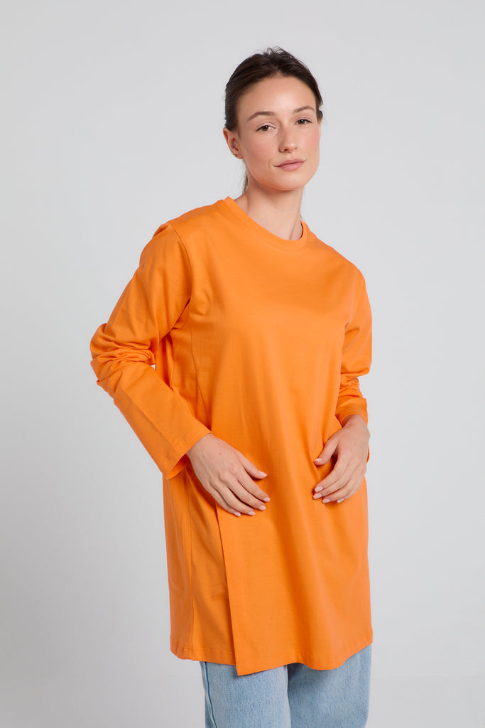 Easy To Do It Long Sleeve Tee in Orange