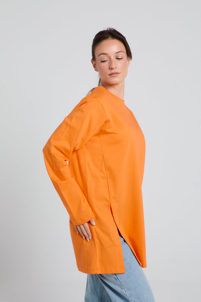 Easy To Do It Long Sleeve Tee in Orange