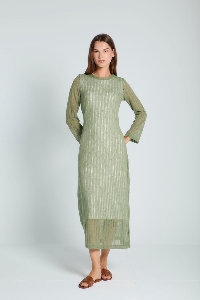Knit Maxi Dress in Olive