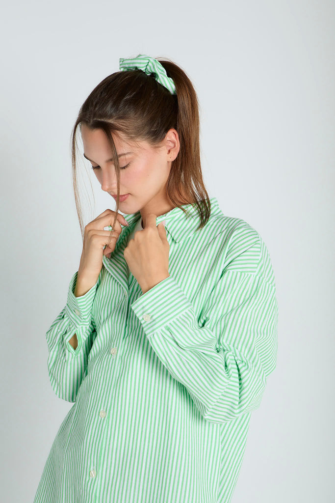 Stripy Shirt with Scrunchie in Green