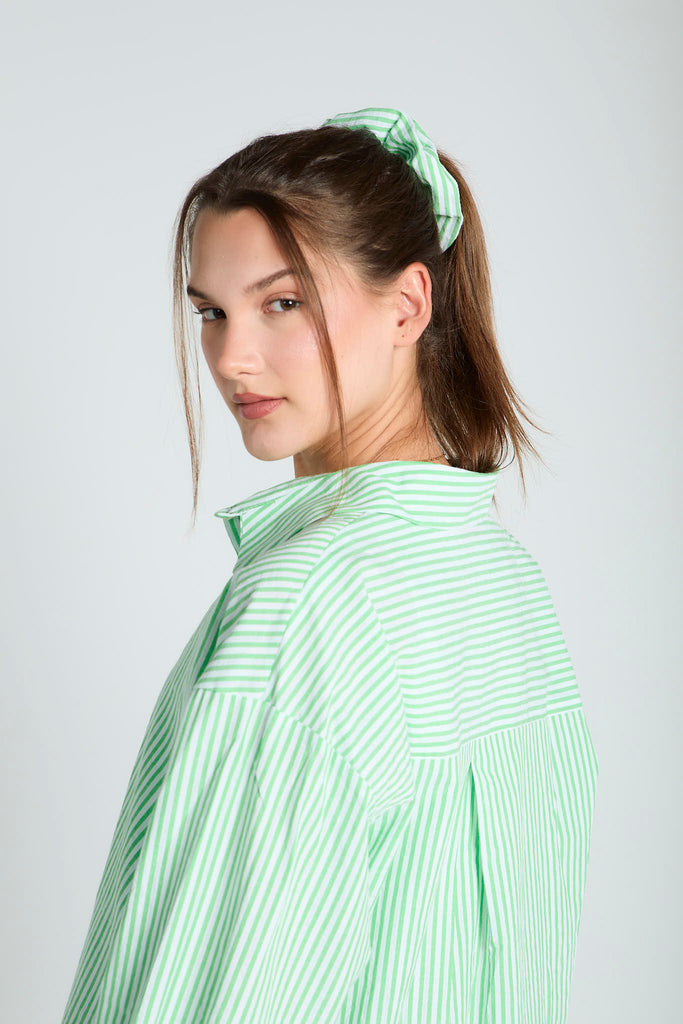 Stripy Shirt with Scrunchie in Green