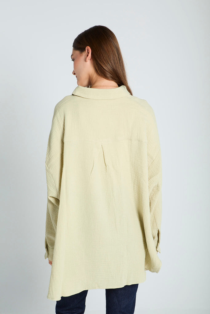 Cotton Muslin Shirt in Olive