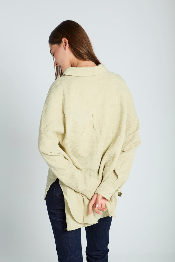 Cotton Muslin Shirt in Olive