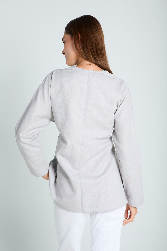 Belted Shirt in Light Grey