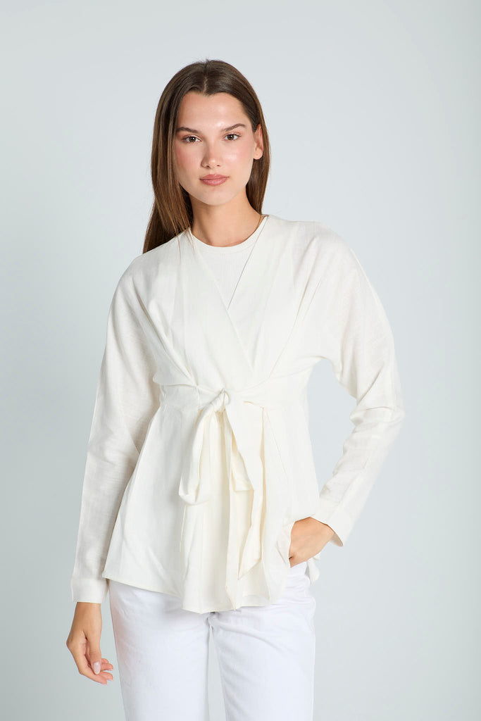 Belted Shirt in Off-White