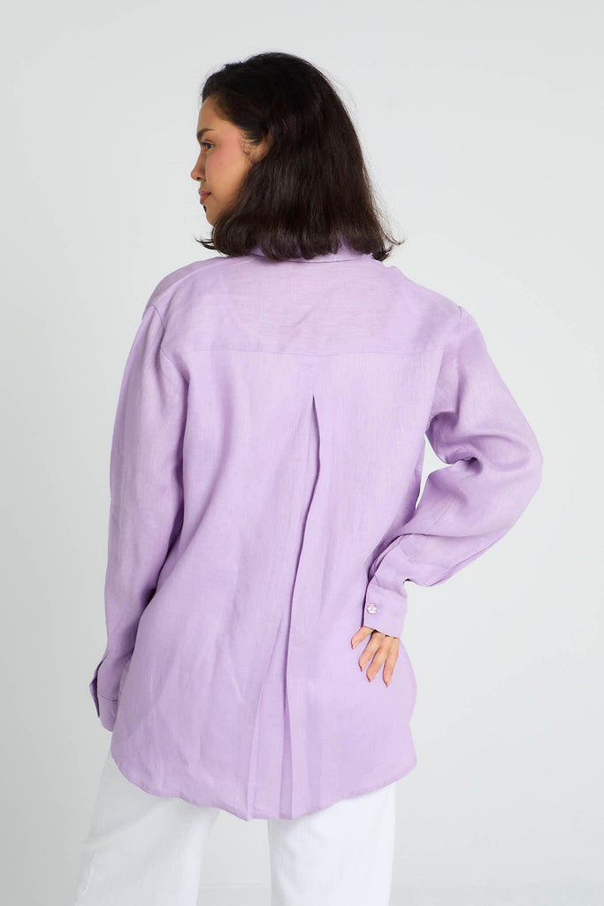 Oversized Linen Shirt in Lilac