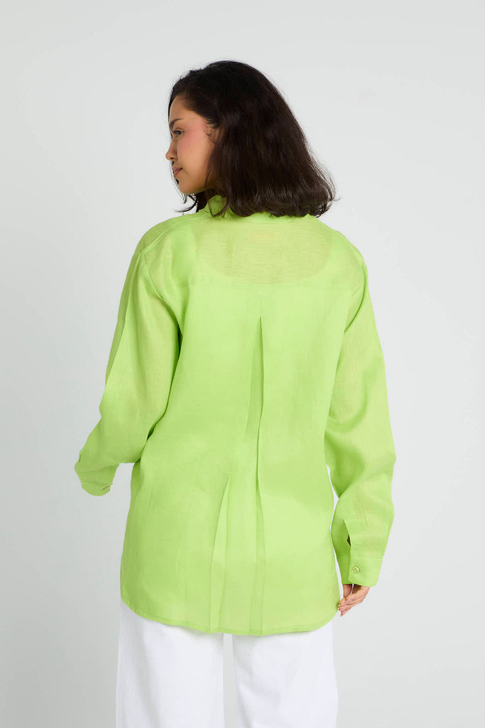 Oversized Linen Shirt in Lime