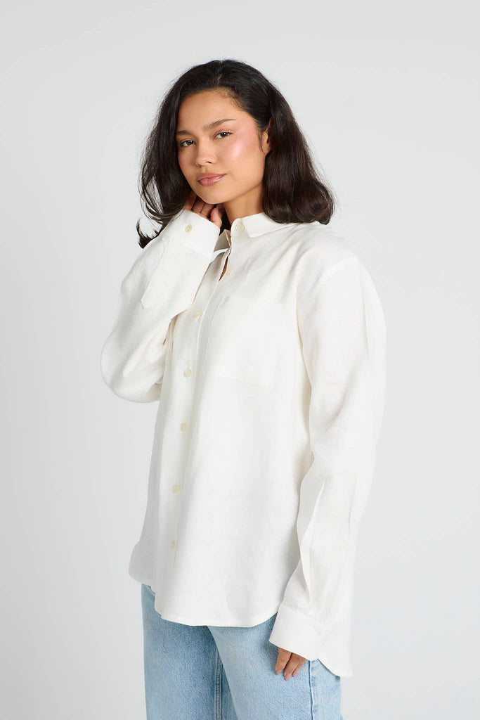 Oversized Linen Shirt in White