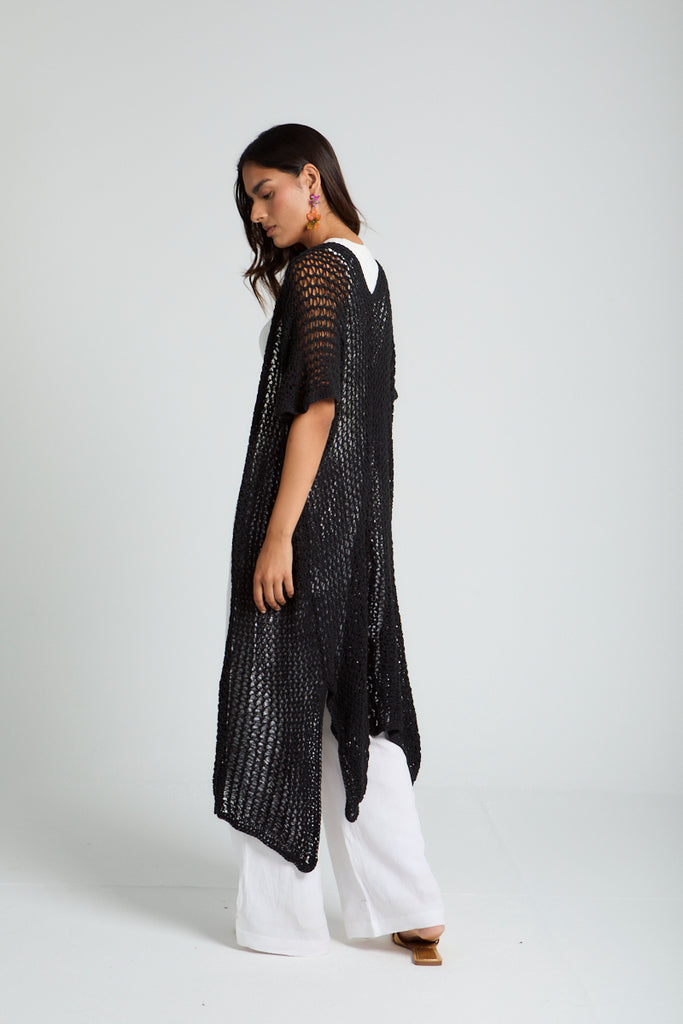 Dream Weaver Crochet Kimono in Black