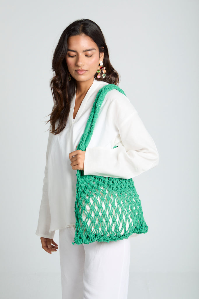 Daisy Strings Bag in Green